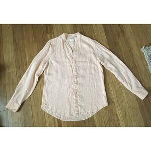 Murano Baird‎ McNutt 100% Linen Women's Shirt Mandarin Collar Medium, Peach